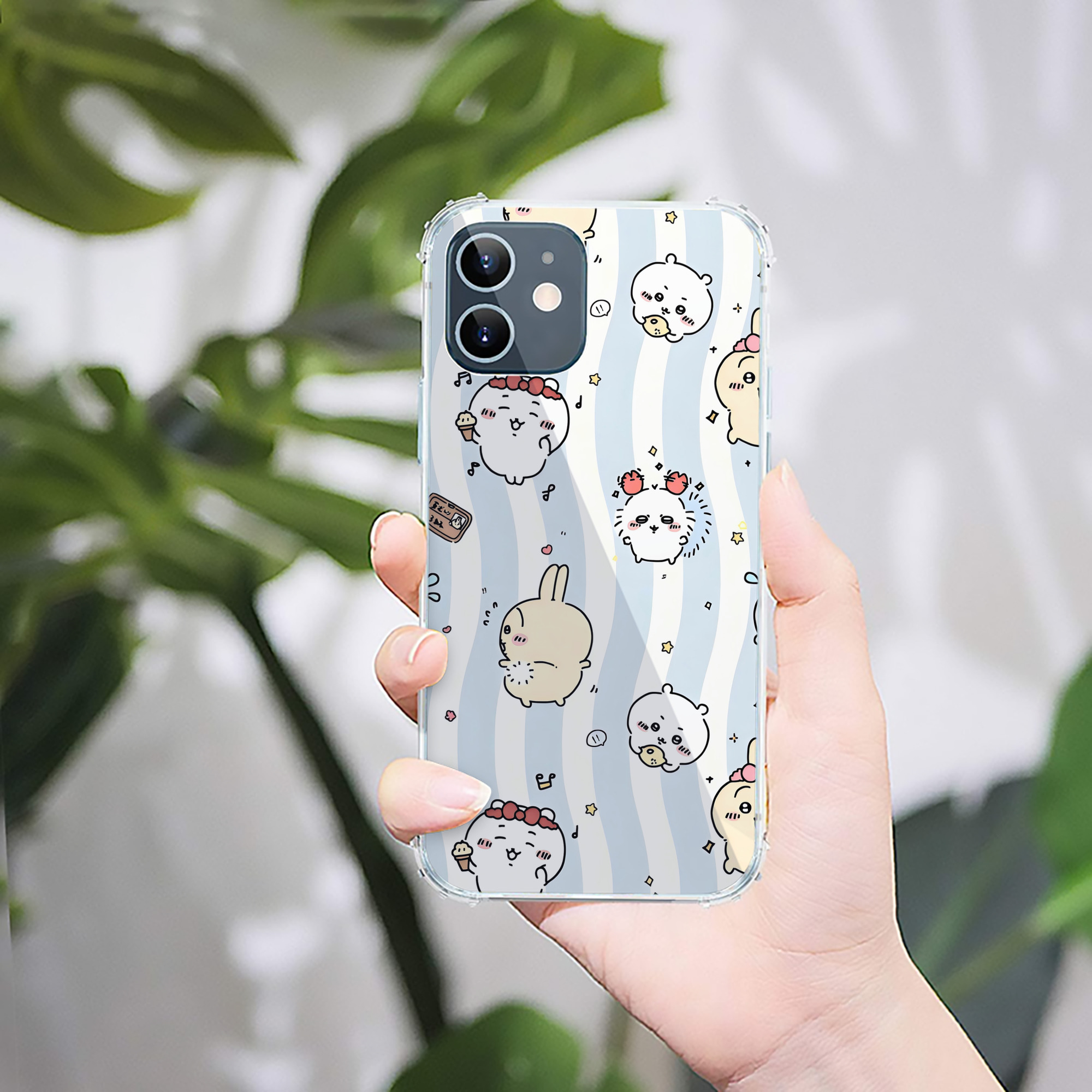 （画像用） ちいかわ Chii-kawa 【iPhone 12シリーズ対応】透明スマホケース（クリアソフトケース）